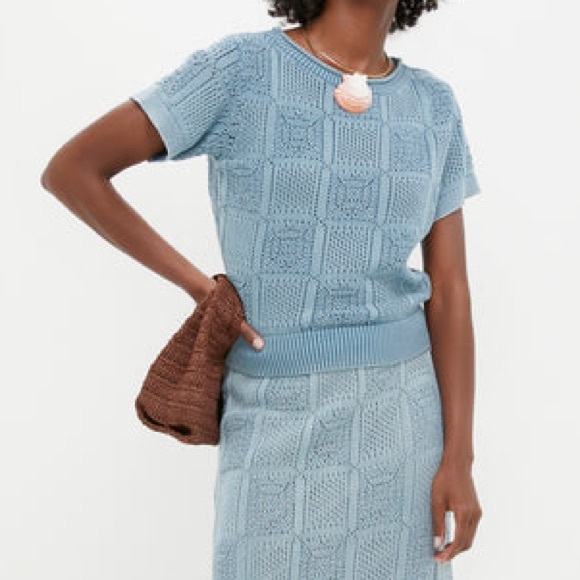 NWT Tuckernuck Indigo Pointelle Porter Top Size Medium - Picture 1 of 11